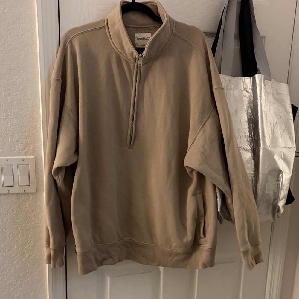 Abercrombie and Fitch Tan Half-Zip Sweater